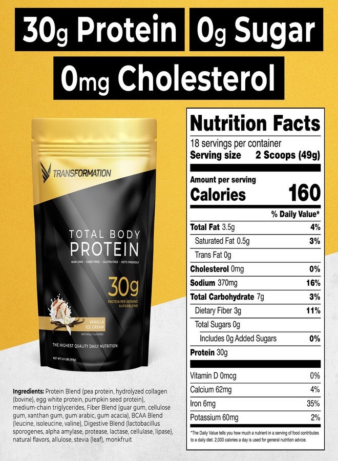 SPR BODY Transformation Protein Super Blend | Egg White, Collagen Peptides, and Plant Protein | 15 Billion CFU Probiotics | Digestive Enzymes | MCT Oil | BCAAs | Low Carb Shake for Men & Women | Vanilla - Image 2